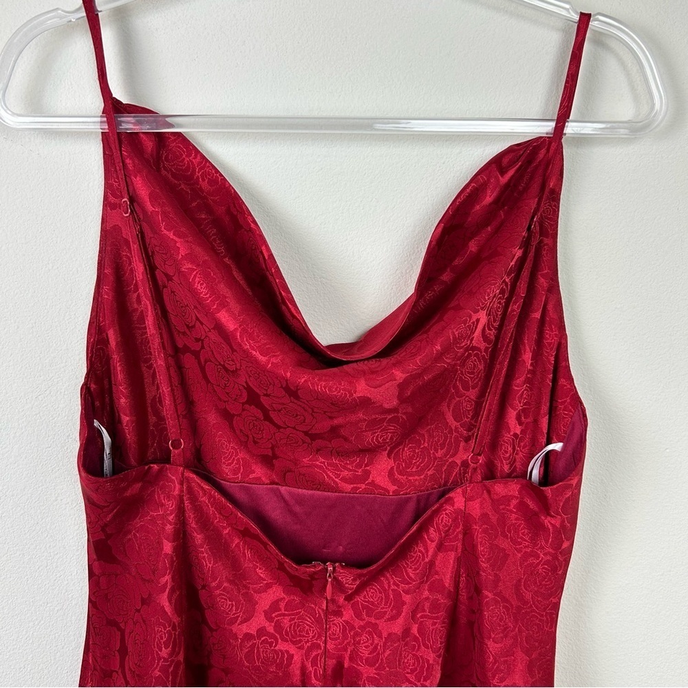 NWT Lulu's You're My Type Red satin jacquard midi slip dress size: XL - Picture 12 of 13